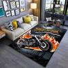 Area Rug, Harley Davidson Legendary Motorcycles Moon Night Flames Poster, Garage Man Cave Decor, Non-Slip Mat