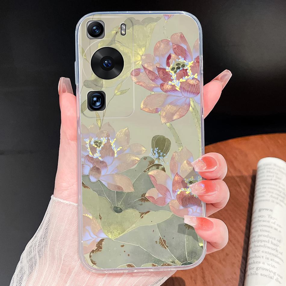 Чехол для Huawei P60 P50 Pro P50E Рыбы Океана Мягкий Тонкий ТПУ Прозрачный Силикон Легкий Задняя Крышка для Huawei P 60 P 50 Корпус Телефона