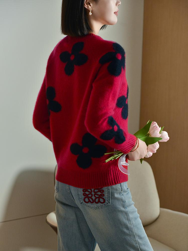 Женский кашемировый свитер Qinghe Cashmere 30% Кашемир 70% Шерсть Осенне-зимний кашемировый пуловер Мягкий и теплый