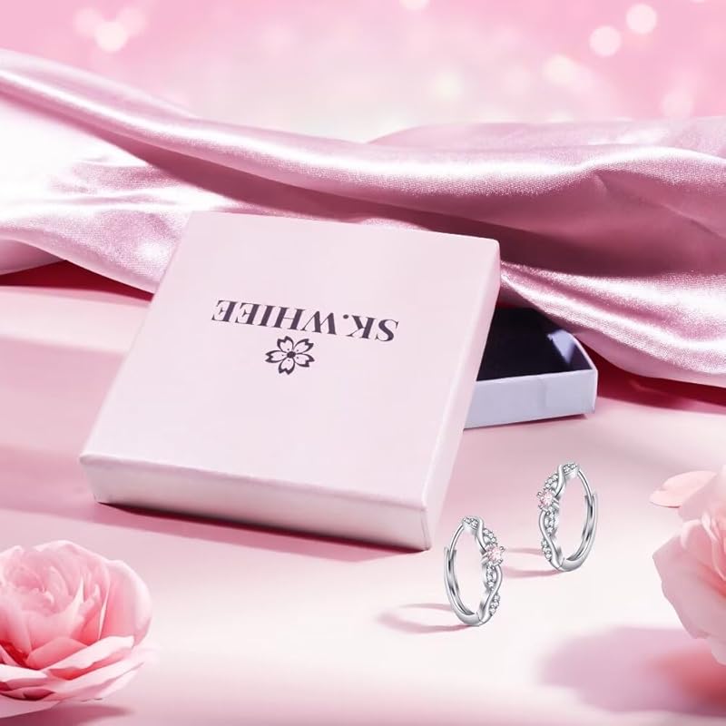 SK.Whiee серьги женские Популярность Совместимы с аллергией на металл серьги-кольца розовый камень-талисман "Счастливая любовь" серебро 925 пробы покрытие платиной 18-каратное золото