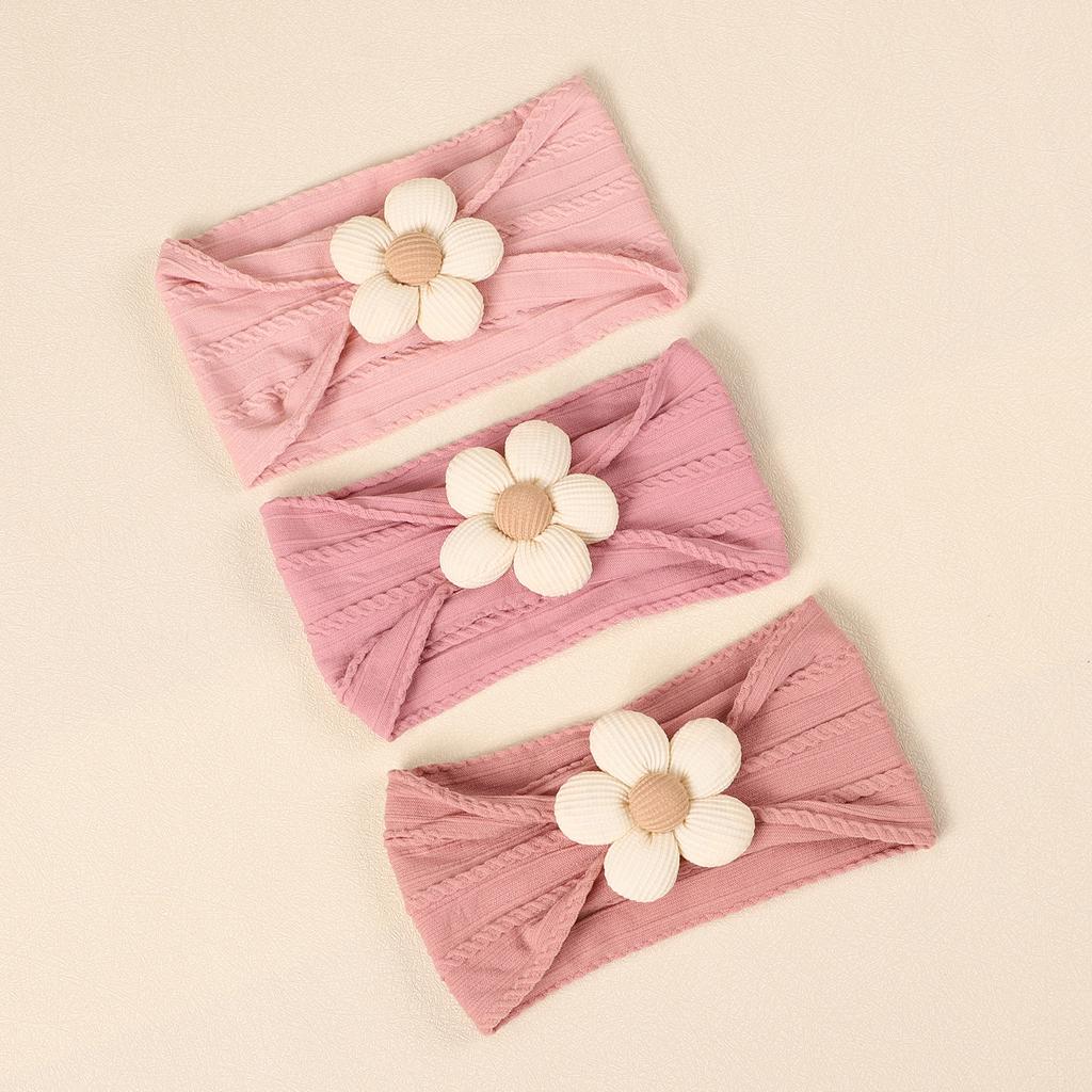 Children'S Hair Accessories Wool Filled Cotton Flower Bow Handmade Nylon Headband Milk Coffee Baby Headband