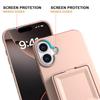 For iPhone 16 Case Skin-Touch Card Holder TPU + PC Phone Cover with Mirror Kickstand
