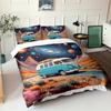 Digital 3D Printing Three-Piece Cartoon Planet Bus Bedding Quilt Cover Pillowcase Home Textiles