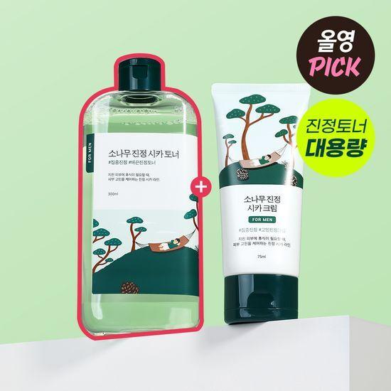 ROUND LAB For Men Pine Soothing Toner/Cream 2-pack (Toner 300ml + Cream 75ml)