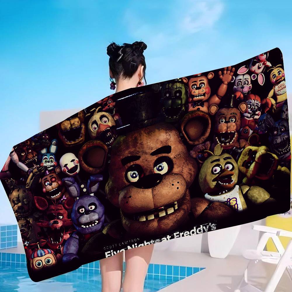 Классическое пляжное полотенце F-Fnaf Хоррор Игра Цветные банные полотенца Для девочки Быстросохнущие Индивидуальное Без песка Пляж Йога Спа Бассейн