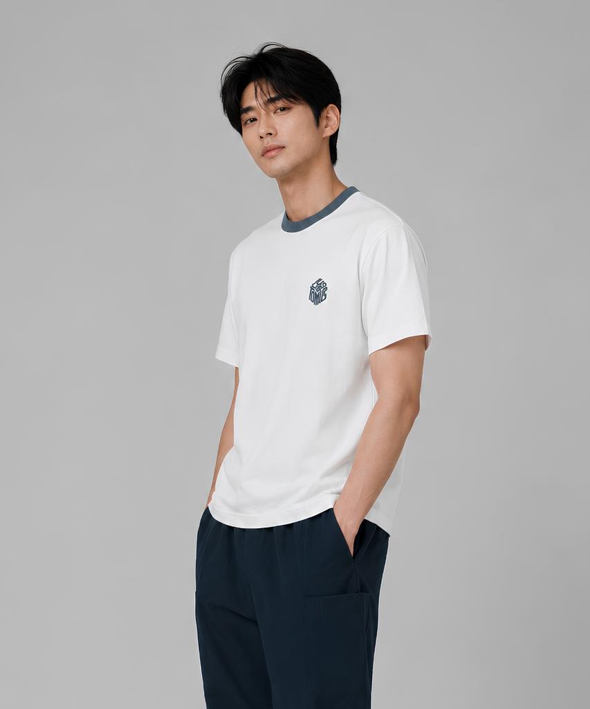 CUSTOMUS Men'S Flopy Logo Print Round Short Sleeve T-Shirt Cxs26Mkrt505 Gry