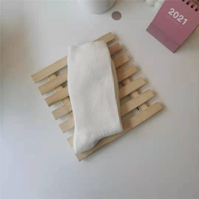 21 Black And White Socks Mid-Leg Socks Cute Thin Solid Color Lace Trendy Lolita Stockings