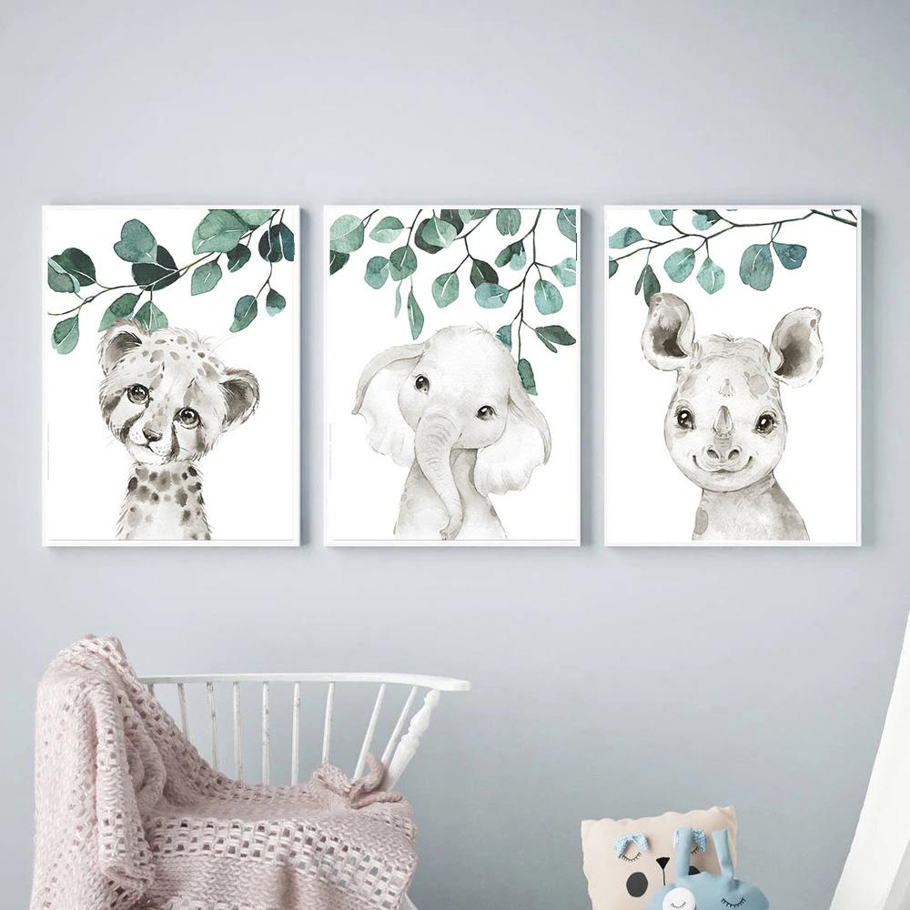 Personalized Kid Room Picture Customize Baby Bedroom Decoration Wall Art Poster Print Eucalyptus Animal Zebra Giraffe Pictures