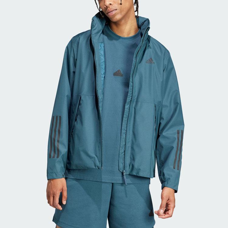 Adidas Bsc 3-полосная куртка Rain.Rdy с капюшоном Мужская верхняя одежда арктический синий IK0507