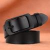 Черный ремень из натуральной коровьей кожи с пряжкой, широкий ремень в стиле ретро, повседневный простой ремень для джинсов