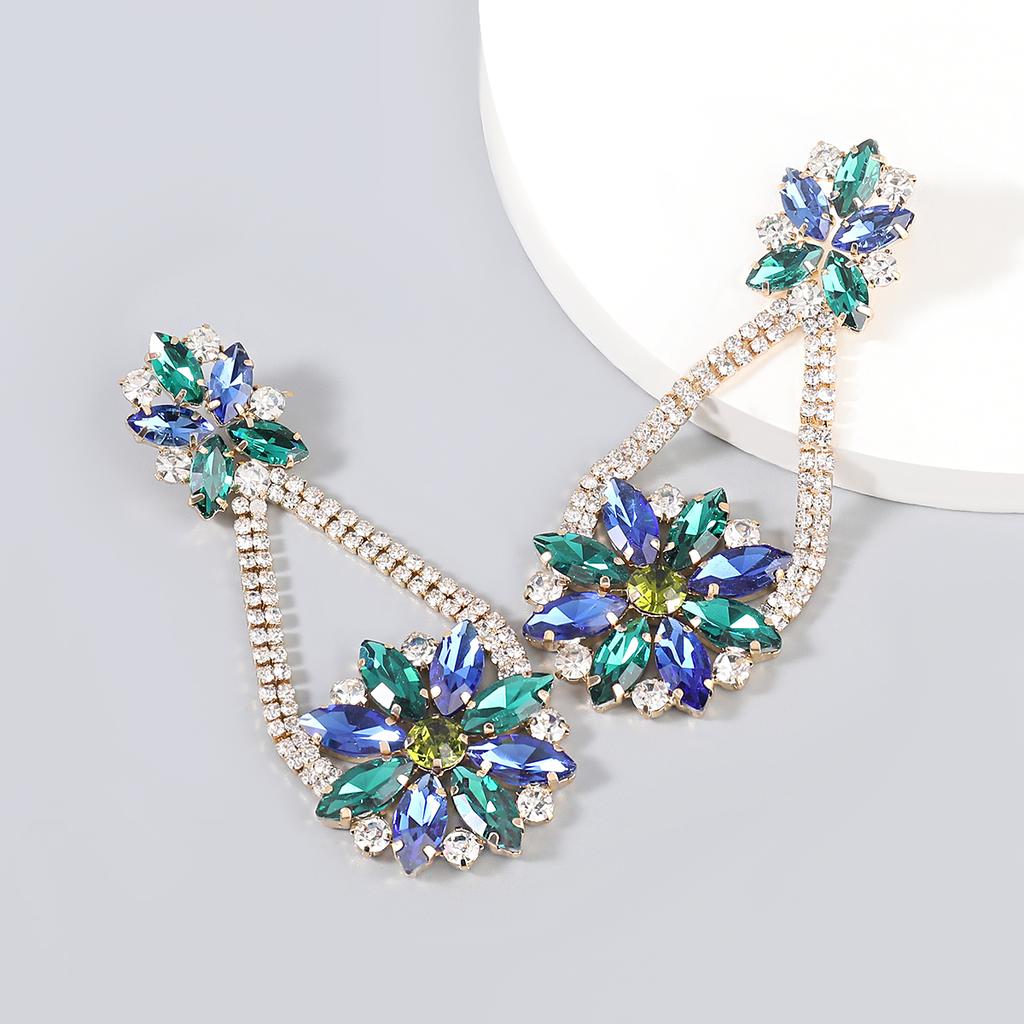 Новые женские серьги в форме цветка со стразами, модные роскошные ювелирные аксессуары для ужина и свадьбы