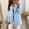 Women Suit Coat Lapel Long Sleeve Solid Color Suit Jacket with Pockets Buttons Placket Loose Fit Business Formal Outerwear