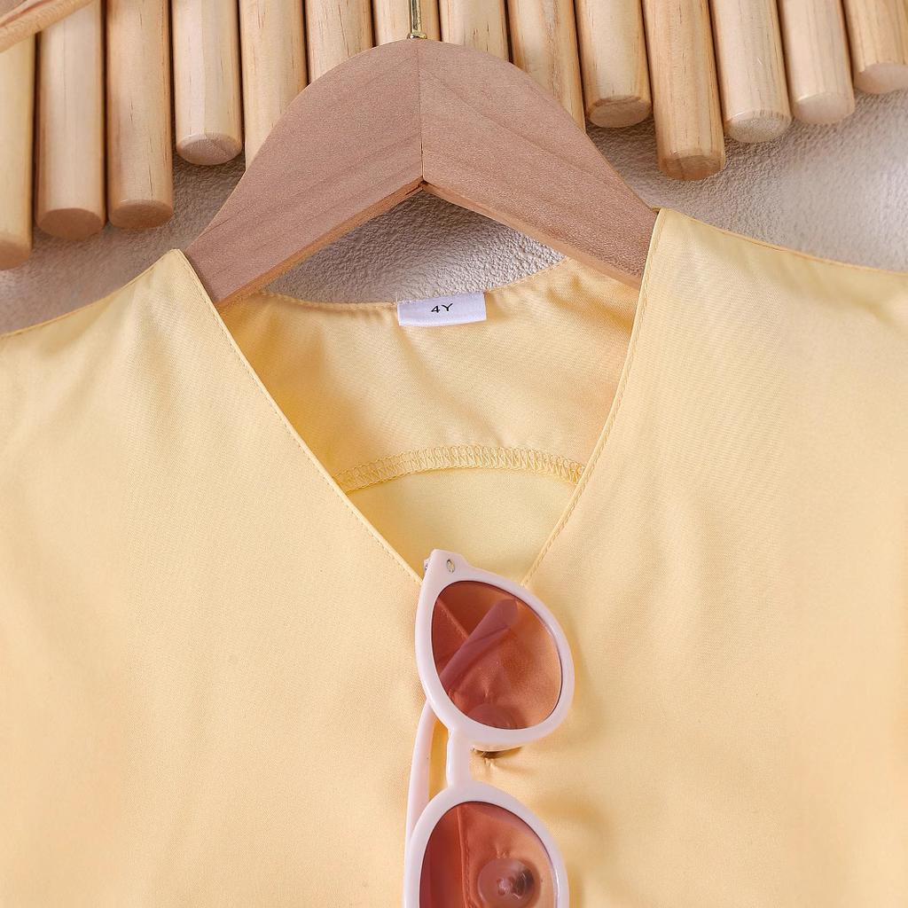 Children's Fashion Suit 2025 Summer Girls V-neck Sleeveless Coat Vest Pleated Skirt Two-piece Suit