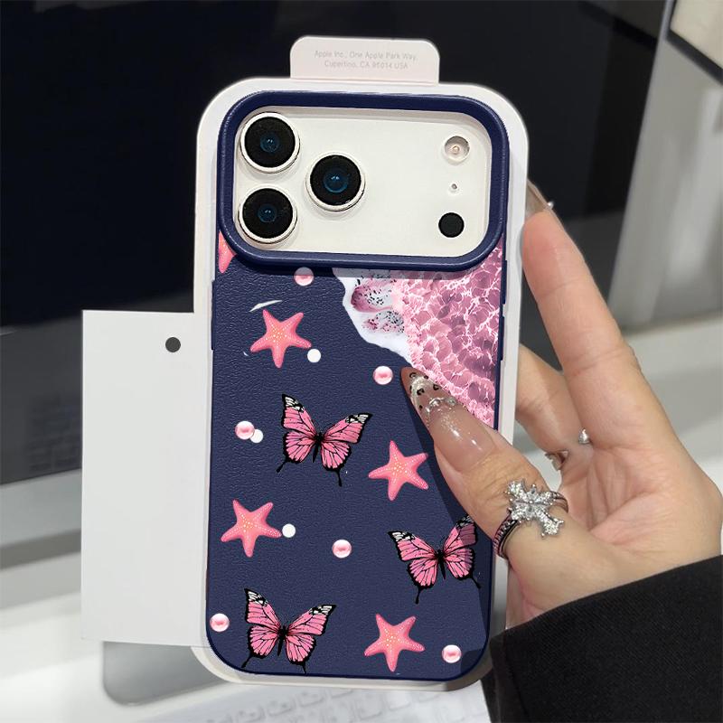 Красочный чехол-бабочка для iPhone 17 18 Pro Max Силиконовая крышка с текстурой кожи для iPhone 16 15 14 13 Pro Max 16E 17E
