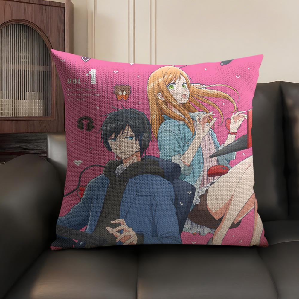 My Love Story YYamadakun Cushion Cover Natural Linen Organic Fabric DoubleSided Printing Breathable Perfect Gift for Decor
