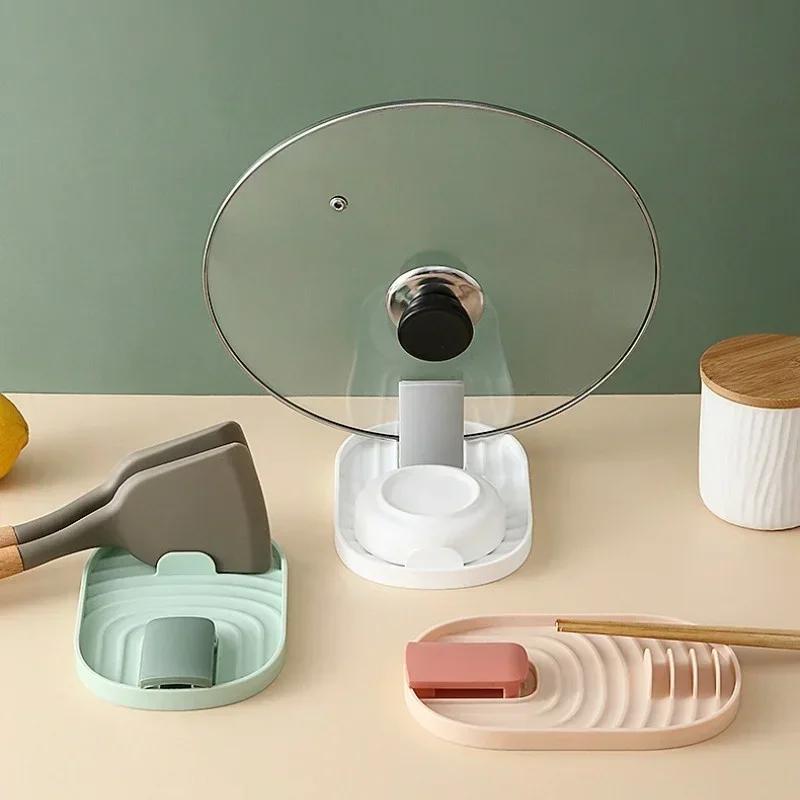 Пластиковая кухонная бытовая кастрюля крышка для кастрюли подставка для подставки держатель для ложки складная подставка многофункциональное хранилище дренажные полки аксессуар