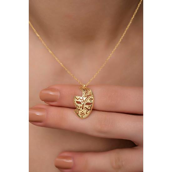 Ожерелье с маской золотого цвета из стерлингового серебра 925 пробы