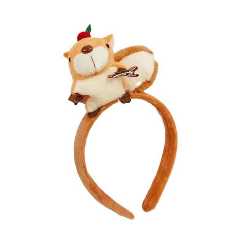 Lovely Plush Squirrel Headband Beautiful Animal Hair Hoop Headwear Accessory