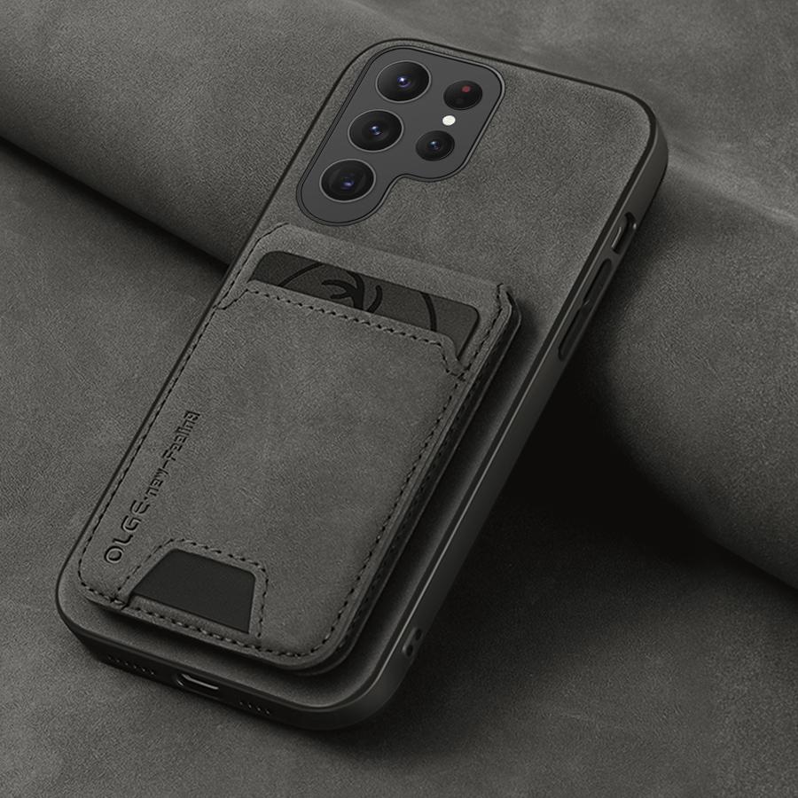 Однотонный кожаный чехол-кошелек с отделением для карт и кронштейном для телефона Samsung Galaxy S25 S24 S23 S22 S21 Ultra S25Ultra S24 Plus FE