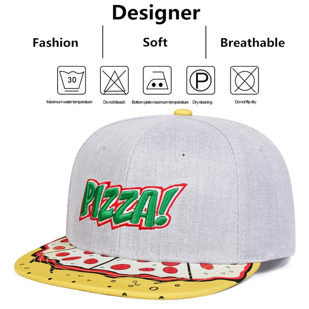 Унисекс с вышивкой буквами, принтом пиццы, шляпы в стиле хип-хоп, уличные регулируемые повседневные бейсболки, солнцезащитная шляпа
