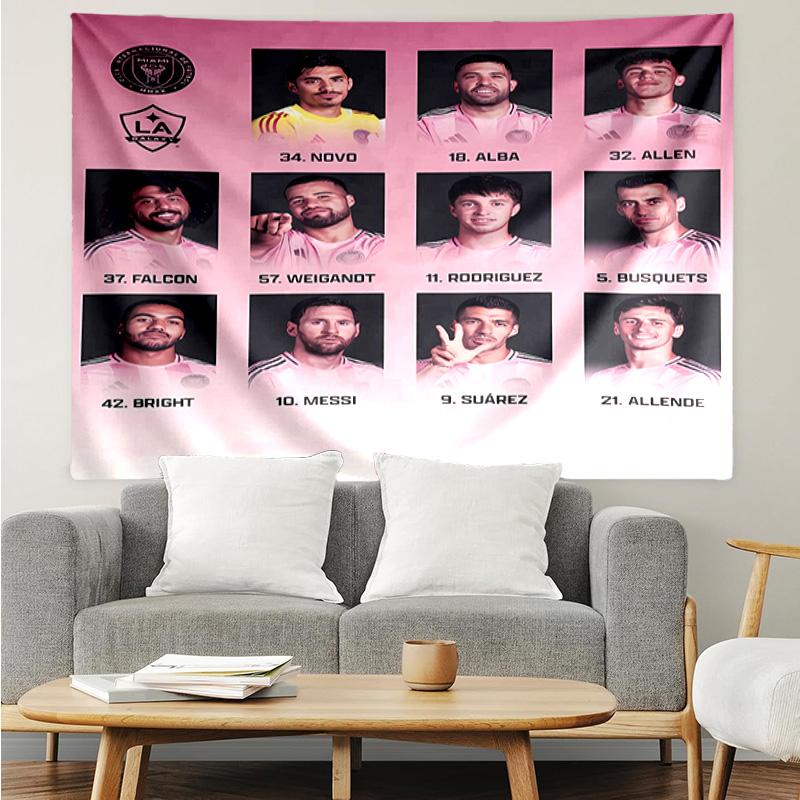 Inter Miami CF Tapestry for Bedroom Aesthetic Classroom Tapestries Wall Hanging for Living Room Dorm Office,Ideal Creative Gift