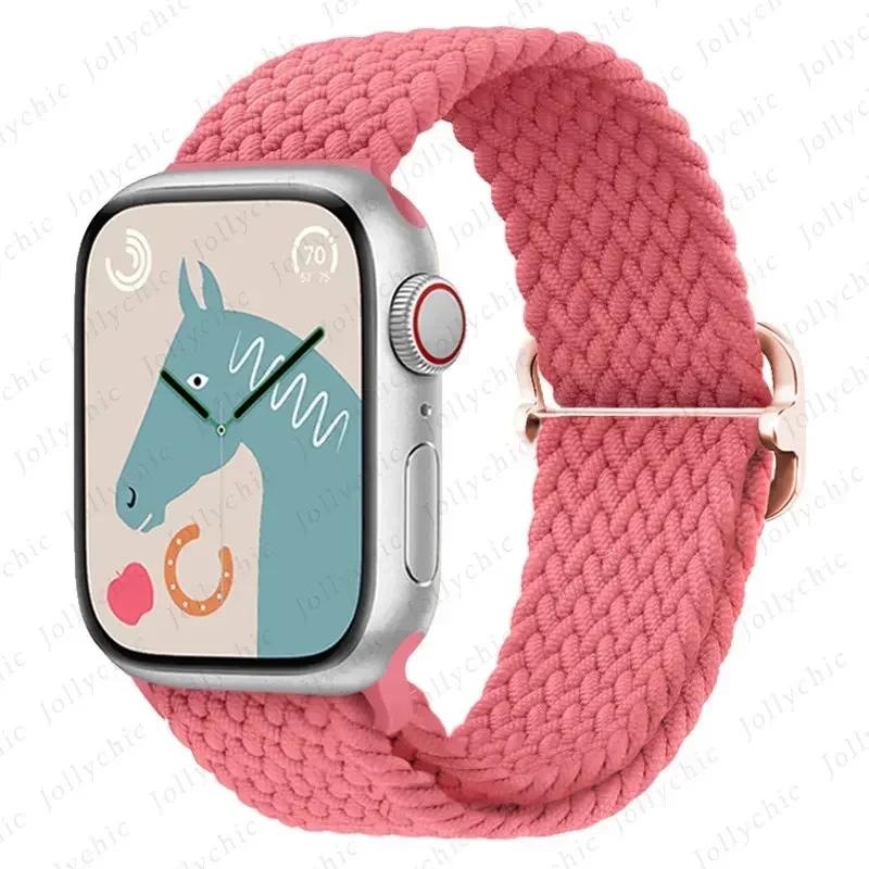 Нейлоновый ремешок для Apple Watch Ultra 2 49 мм 40 мм 44 мм 41 мм 38 45 мм Эластичный плетеный браслет-петля для iWatch Series 9 8 7 6 SE 5 4