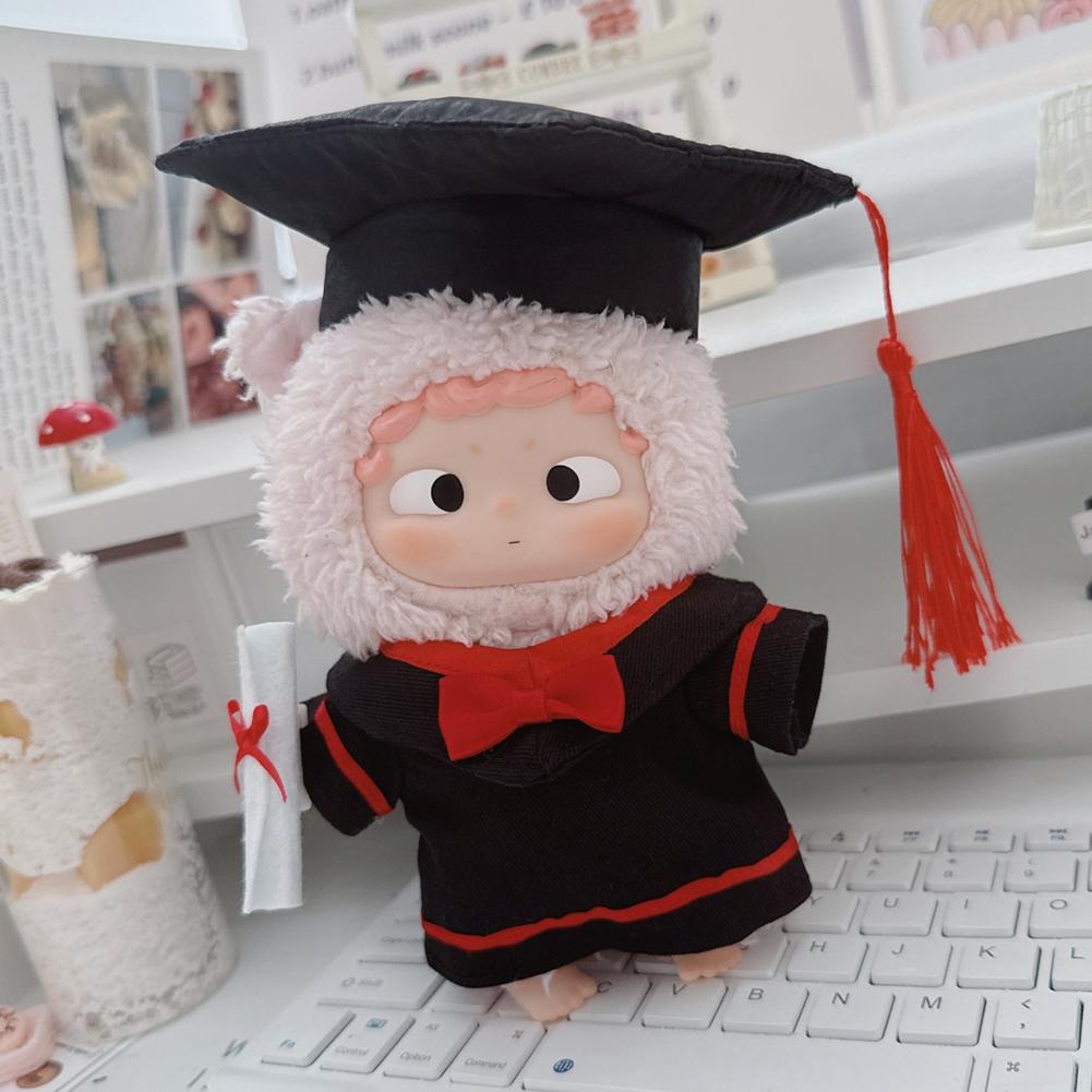 Для 17см Куклы Лабубу Одежда Модная одежда Докторская мантия Платья Подбор цвета Выпускная шляпа Бакалаврская шляпа Аксессуары для кукол Милое украшение