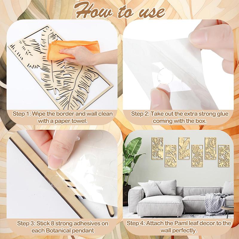 1PC 3D Wooden Palm Leaf Wall Decor Tropical Wall Decor Vintage Wooden Leaf Plant Minimalist