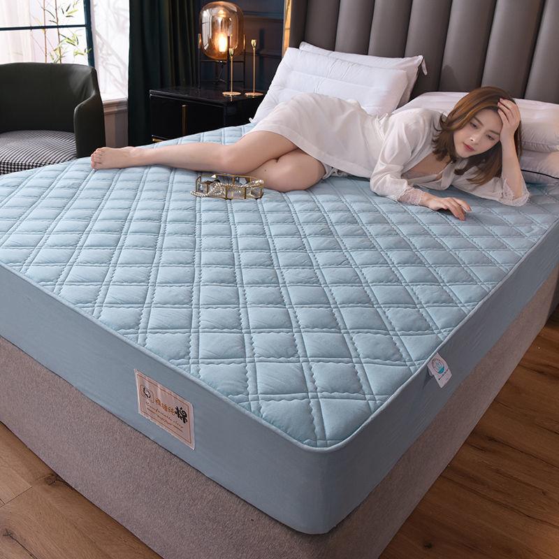 Solid Color Luxury 100% Cotton Quilted Mattress Cover Customized Anti-bacterial Air-Permeable Bed Cover Not Including Pillowcase