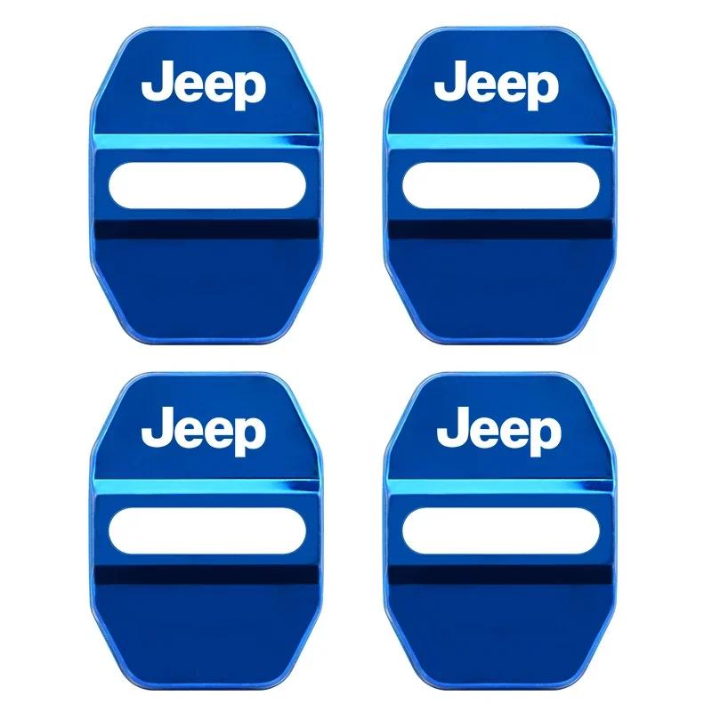 4Pcs Metallic Door Lock Buckle Protection Shell Car Interior Decoration Items for Jeep Wrangler Grand Cherokee Compass