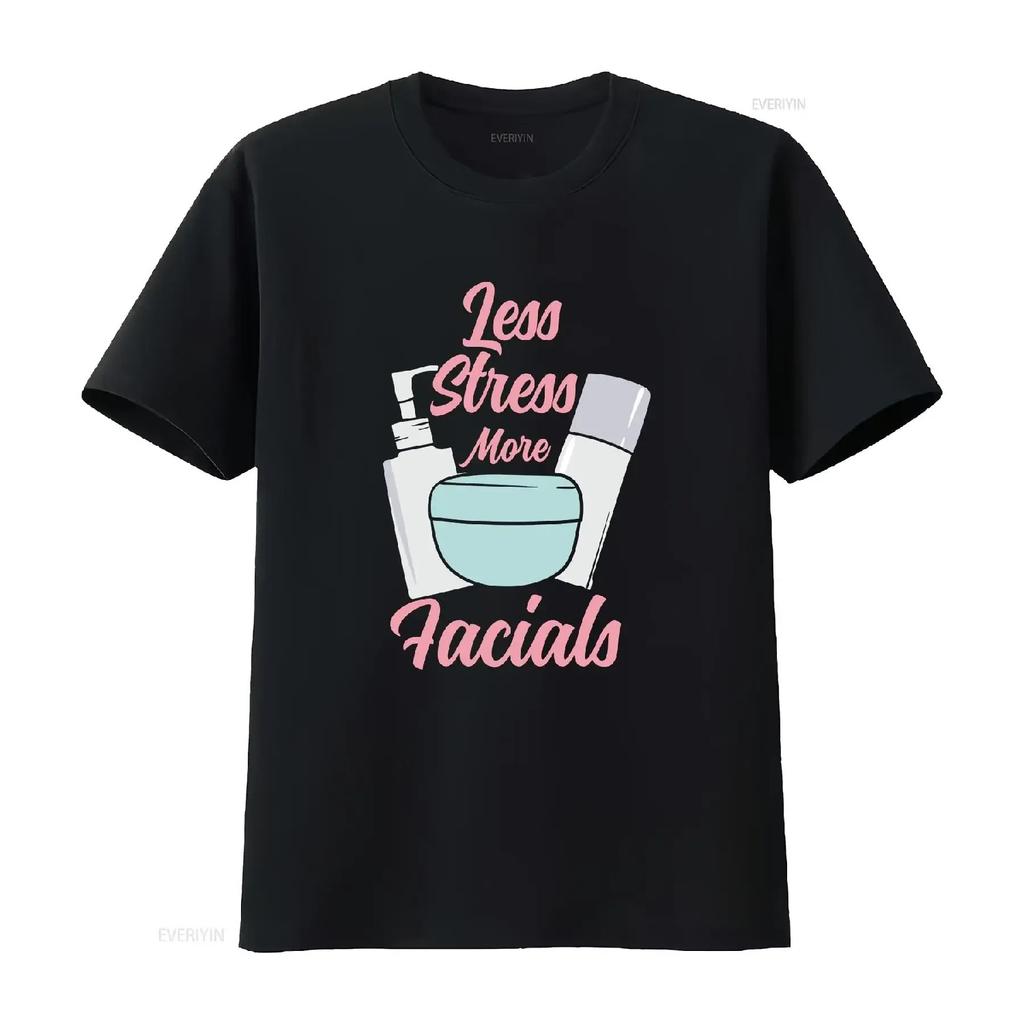 Esthetician T Shirt Makeup ArtisT Skincare Graduate Less Stress More Facials vintage Washed Top For Everyday Wear Unisex