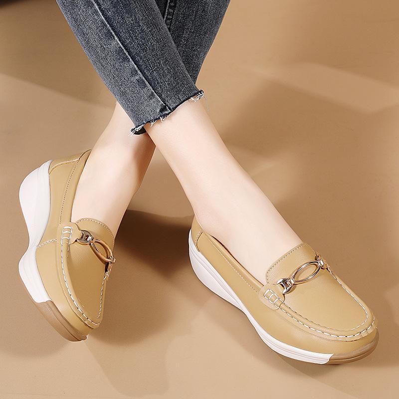 Женская удобная, легкая, дышащая искусственная кожа Face Four Seasons Universal Non Slip Casual Shoes - One Step Step Le Fu Shoes