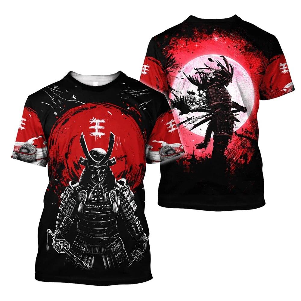 Summer Vintage Japanese Samurai T Shirt Men Casual Short Sleeve Tops O-Neck Oversized Men's Clothing Punk Streetwear 6xl