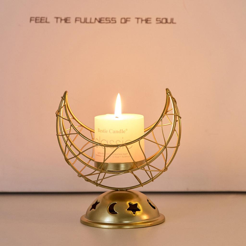 Ramadan Candle Holder Moon Eid Mubarak Candlestick Eid Metal Candle Holder Table Decor for Ramadan Festival