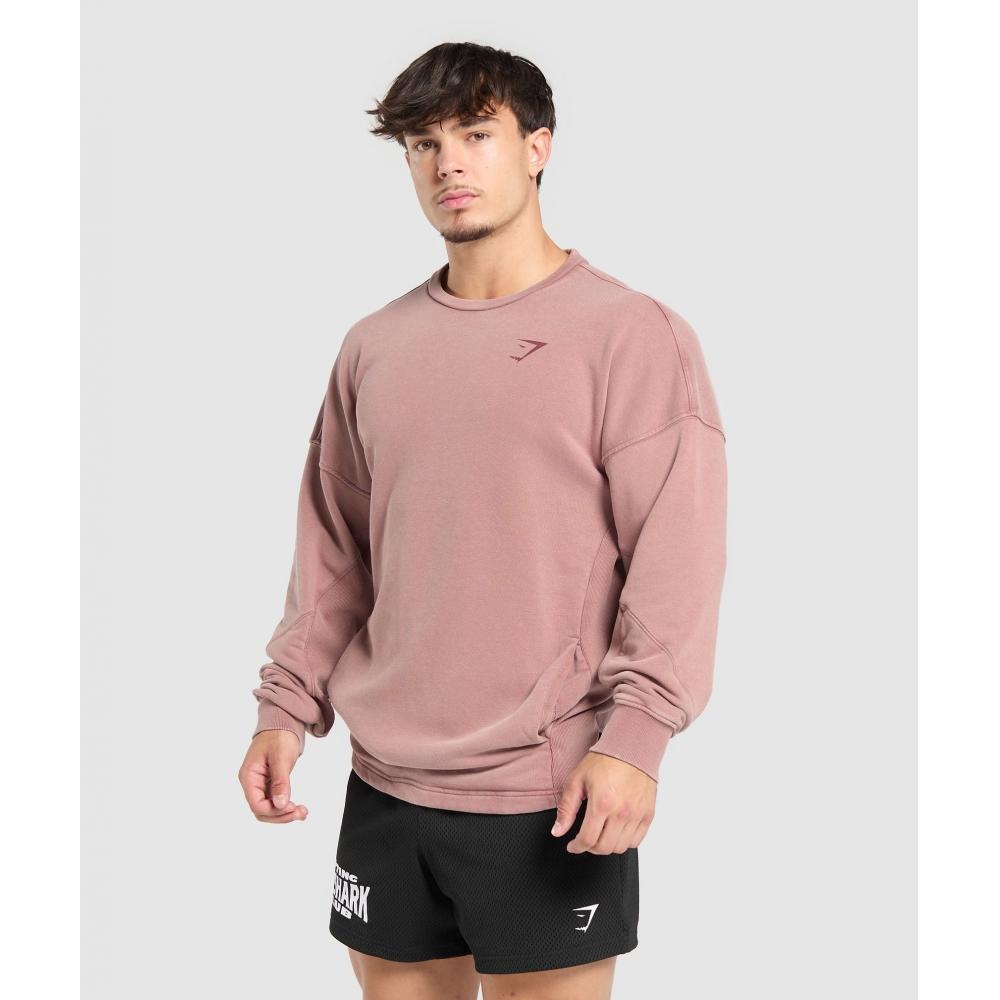 Gymshark Power Washed Crew Brick Brown A2a8c Ncrq