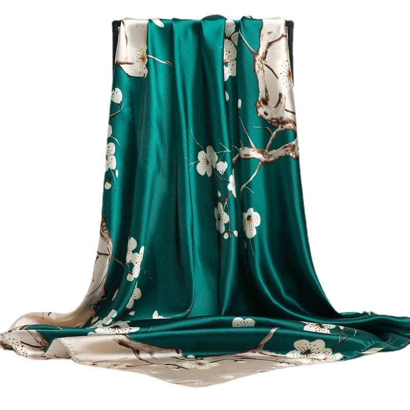 90 * 90cm New Silk Scarf Women'S Spring And Summer Decorative Scarf Sunscreen Travel Shawl Autumn And Winter Scarf Thin Edition