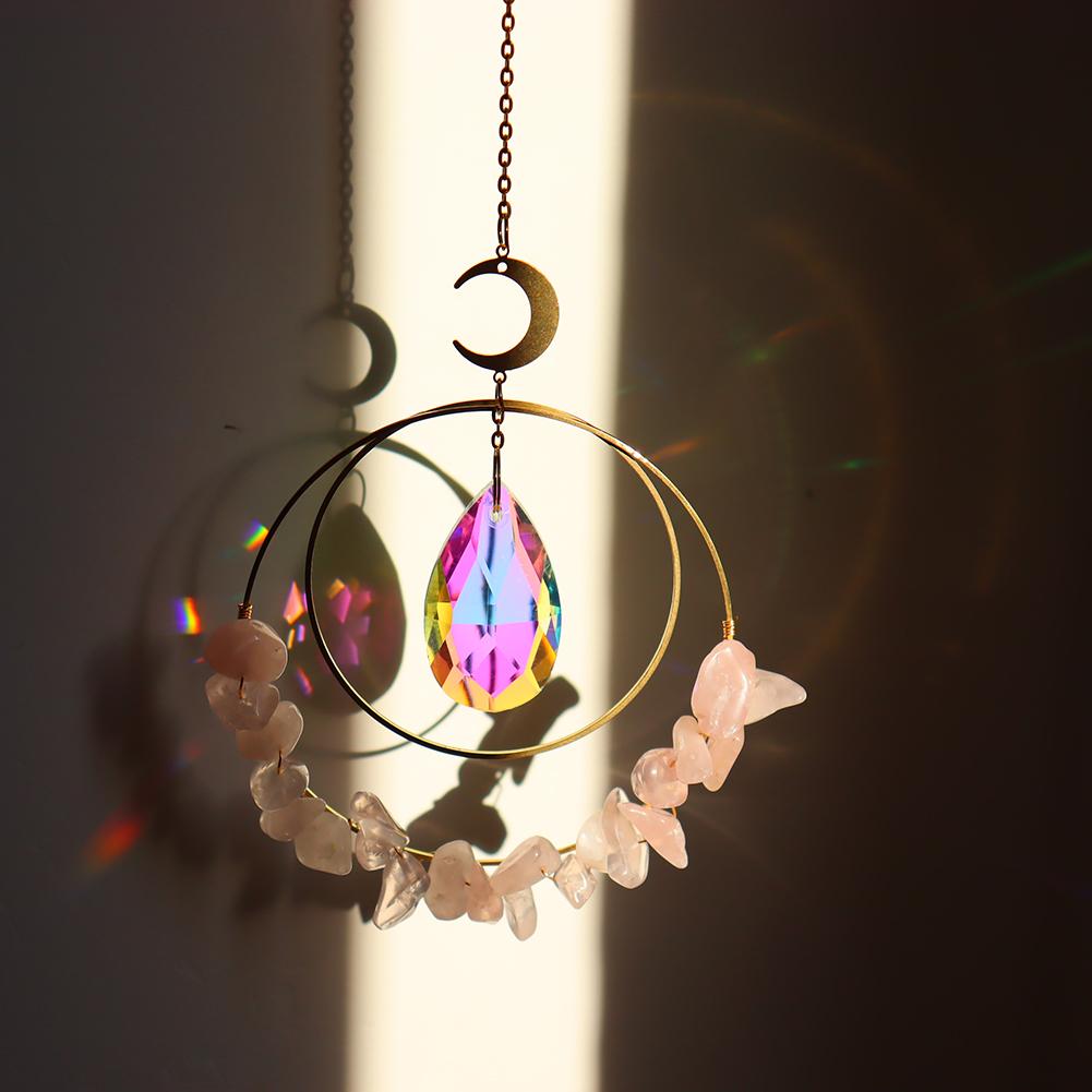 Crystal Star Sun Wind Chimes Hexagon Diamond Prisms Hanging Light Catcher Rainbow Make Window Curtains Pendant Home Room Deocr