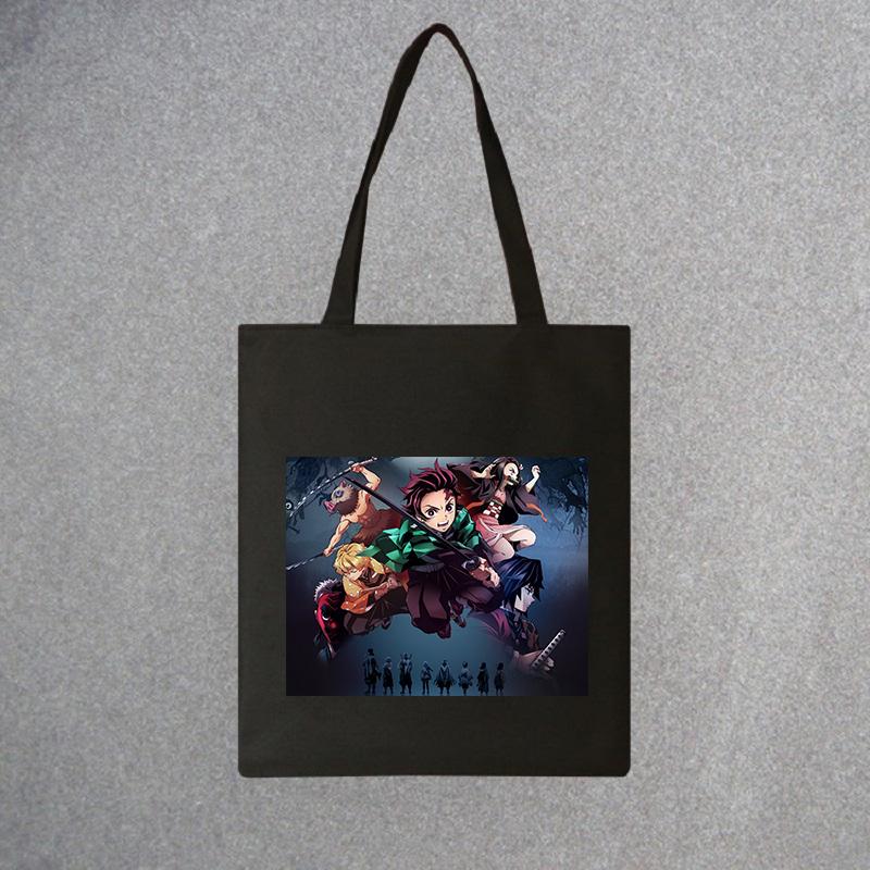 Demon Slayer, модная холщовая сумка из японского аниме, Harajuku, готический топ, женские сумки большой вместимости, винтажная сумка, белая сумка на плечо