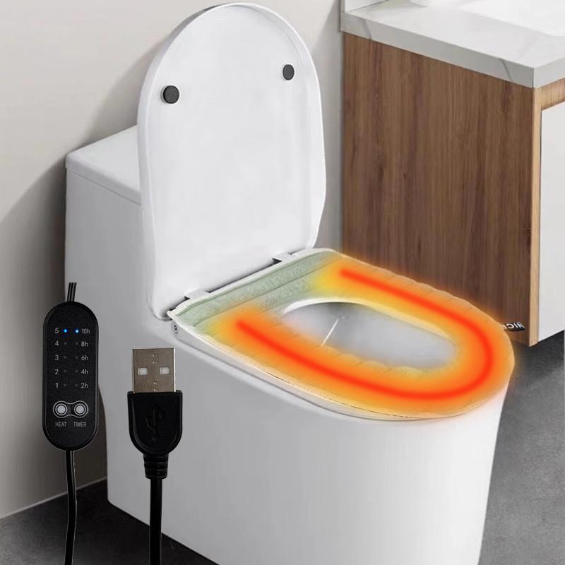 Премиальная регулируемая высококачественная USB-накладка на сиденье унитаза с подогревом, высококачественная, мягкая, моющаяся, плюшевое кольцо, зимнее согревание, 5В 2А, температура