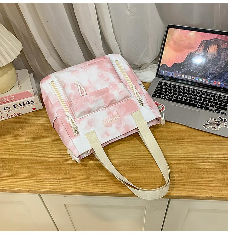 Новый школьный рюкзак большой вместимости с несколькими отделениями, выполненный в технике тай-дай, милый и нежный литературный рюкзак, универсальная повседневная и легкая косметичка.