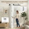 Folding Sliding Door With Hardware 91.4x213.4 Cm With Roller Steel Rail Floor Guide Handle White