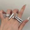 Панк Серебристого Цвета Геометрические Кольца Для Женщин Минималистичные Металлические Неправильной Формы Открытое Кольцо Заявление Ювелирные Изделия Вечеринка Рождественские Подарки