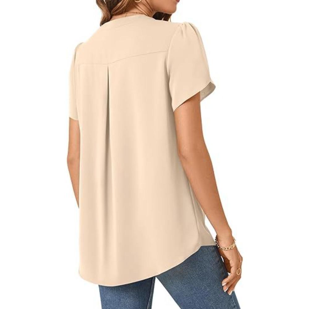Women's Summer Fashion Simple V- Neck Blouse Shirt