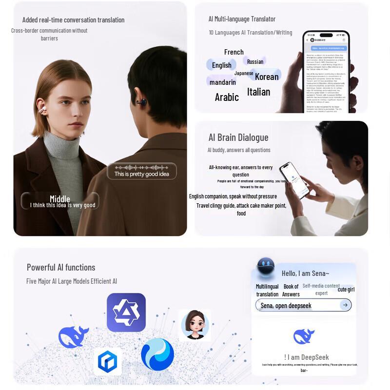 Беспроводные Bluetooth-наушники Saina S7S AI с открытым дизайном на клипсе