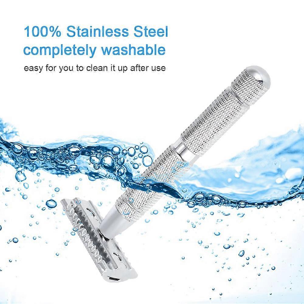 Stainless Steel Safety Razor Traditional Men's Double Edge Shaving Razor Manual Beard Razor Shaving Tool