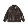 Vintage Maillard Brown Leather Jacket for Women Fall and Winter PU Leather Bomber Jacket Streetwear Women Versatile Outerwear