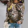 Women's Hoodies 3D Lovely Cat Print Long Sleeve Sweatshirt Cat Hoodie Women Fashion Sweats Animal Tracksuits Kawaii Coats Girl