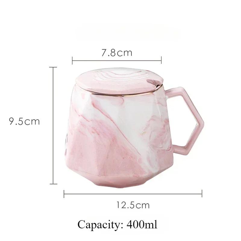 400ml Ceramic Marbled Coffee Mugs European Style Diamond Cup with Handle Personality Magic Mug Couple Friends Gift Milk Drinking