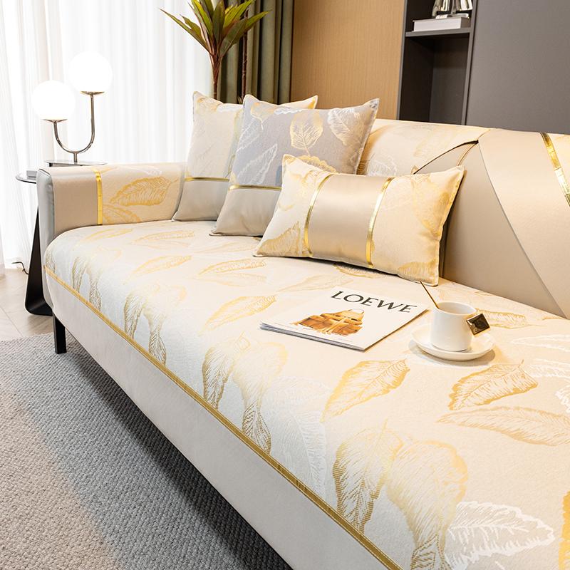 Новый европейский легкий роскошный чехол для дивана с золотым краем, подушка для сиденья, современный простой нескользящий чехол для дивана на все сезоны
