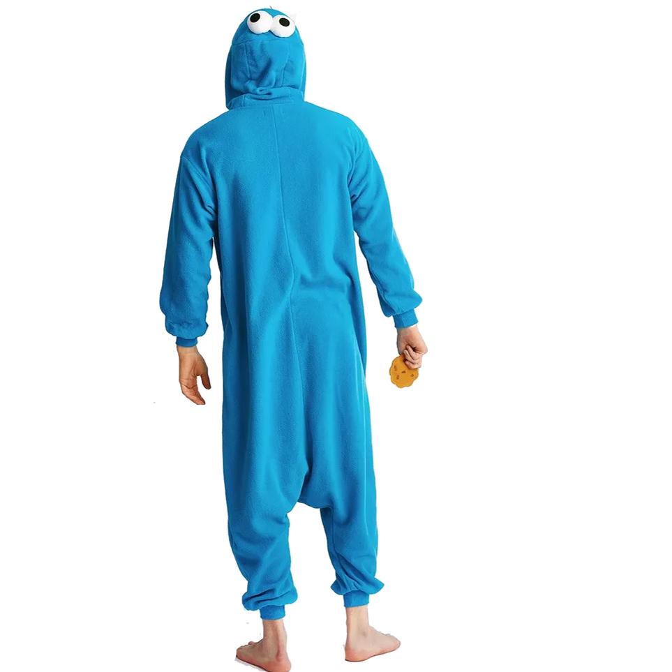 Костюм для косплея Cookie Monster, кигуруми, цельная пижама в стиле аниме, зимняя домашняя одежда
